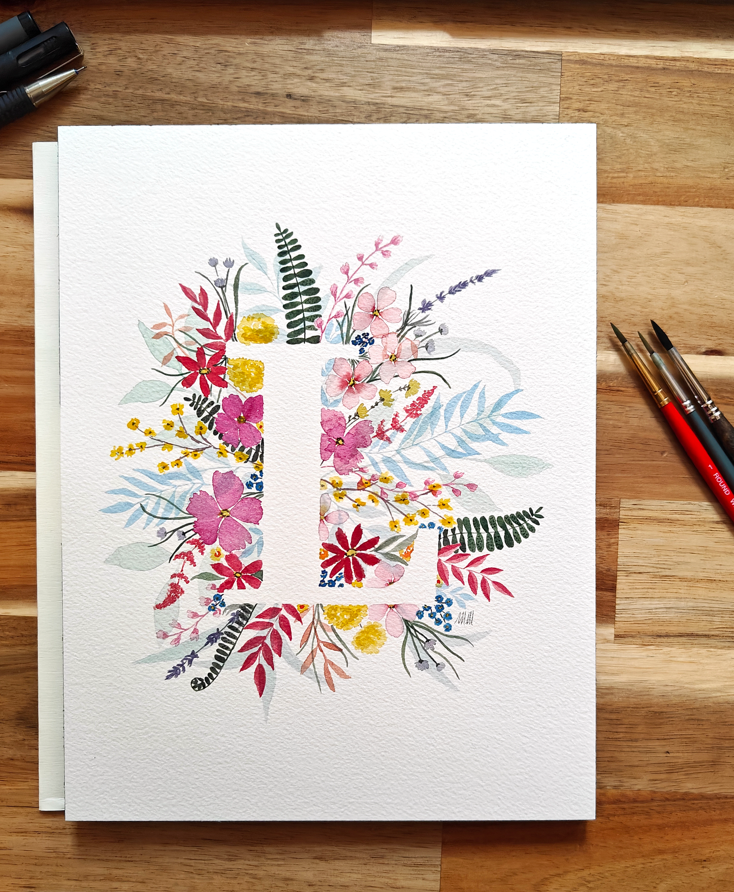 Bespoke Floral Monogram - Original Artwork